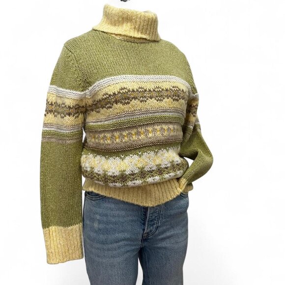 Green And Yellow Vintage Turtleneck - Picture 1 of 8